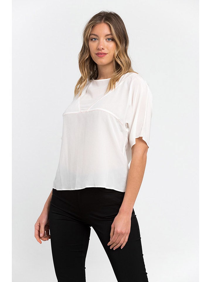 Trussardi Jedwabna bluzka w kolorze kremowym rozmiar: 38