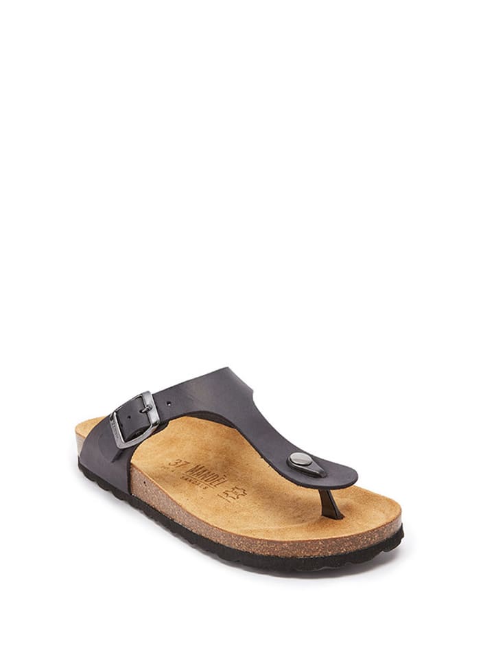 Skórzane japonki w kolorze czarnym