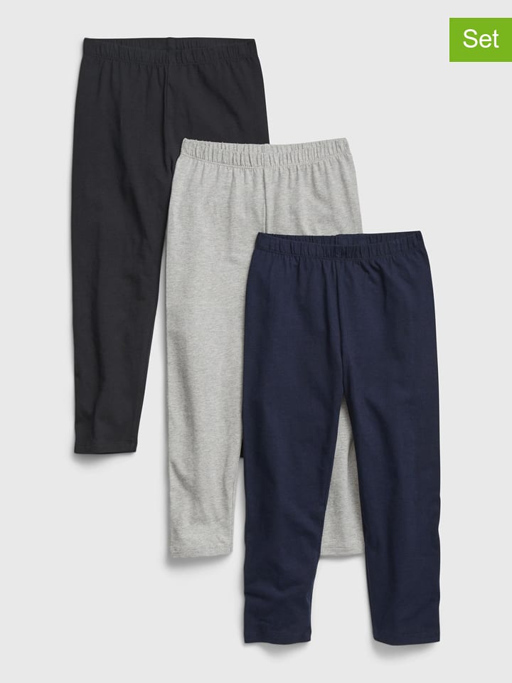 Legginsy (3 pary) w kolorze czarnym, jasnoszarym i granatowym