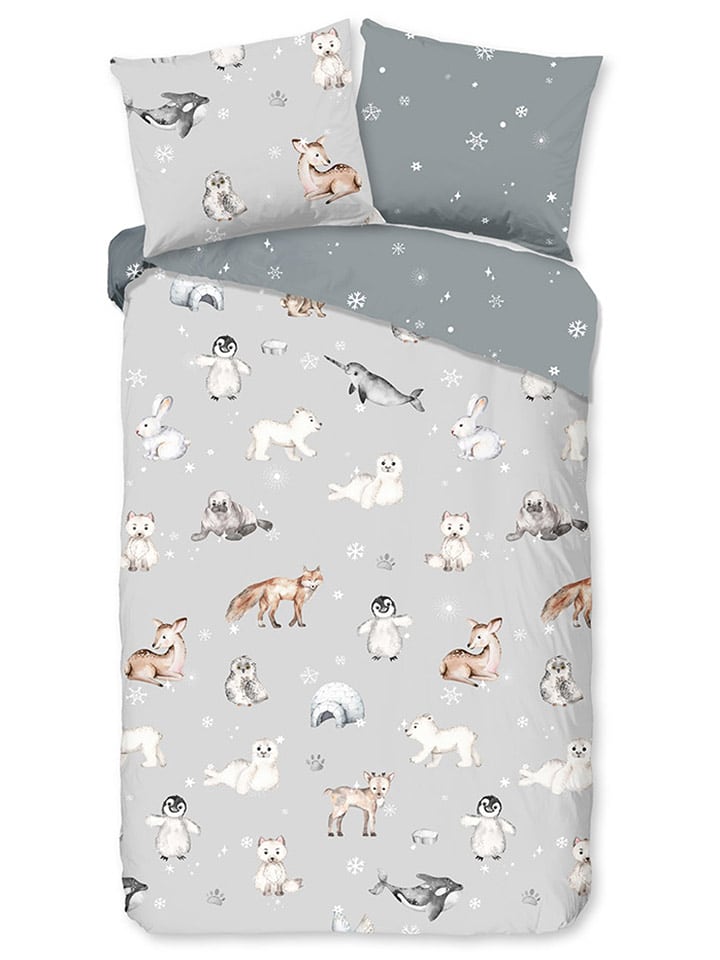 Good Morning Komplet pościeli flanelowej "Cira" w kolorze szarym rozmiar: 140x200 cm