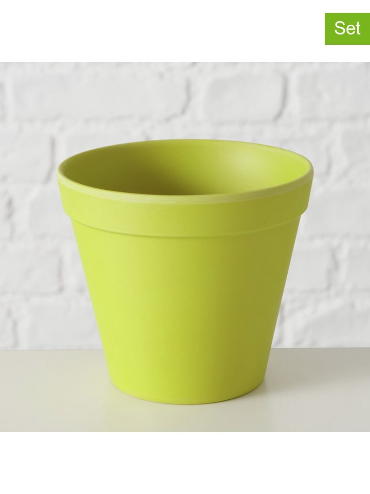 Boltze Osłonki (2 szt.) w kolorze zielonym na doniczkę - wys. 9,5 x Ø 11 cm rozmiar: onesize