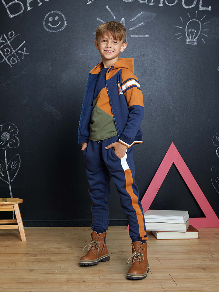 lamino Spodnie dresowe w kolorze granatowo-jasnobrązowo-białym rozmiar: 116