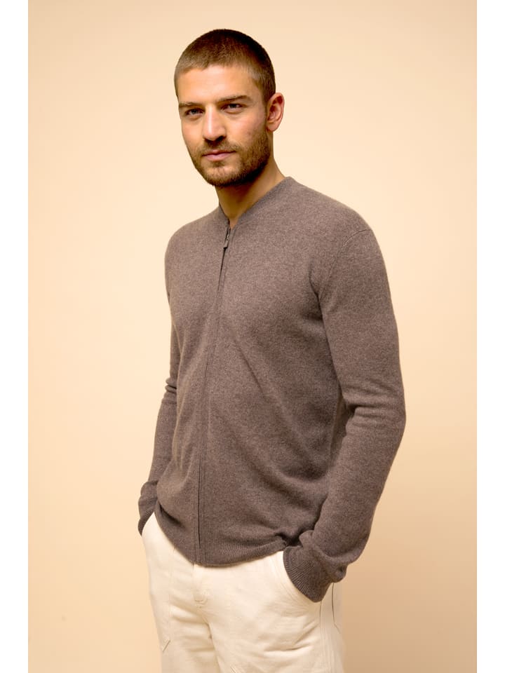 Just Cashmere Kaszmirowy kardigan "Polnoon" w kolorze szarobrązowym rozmiar: L