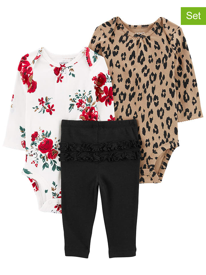 carter's 3-częściowy zestaw w kolorze biało-jasnobrązowo-czarnym rozmiar: 80