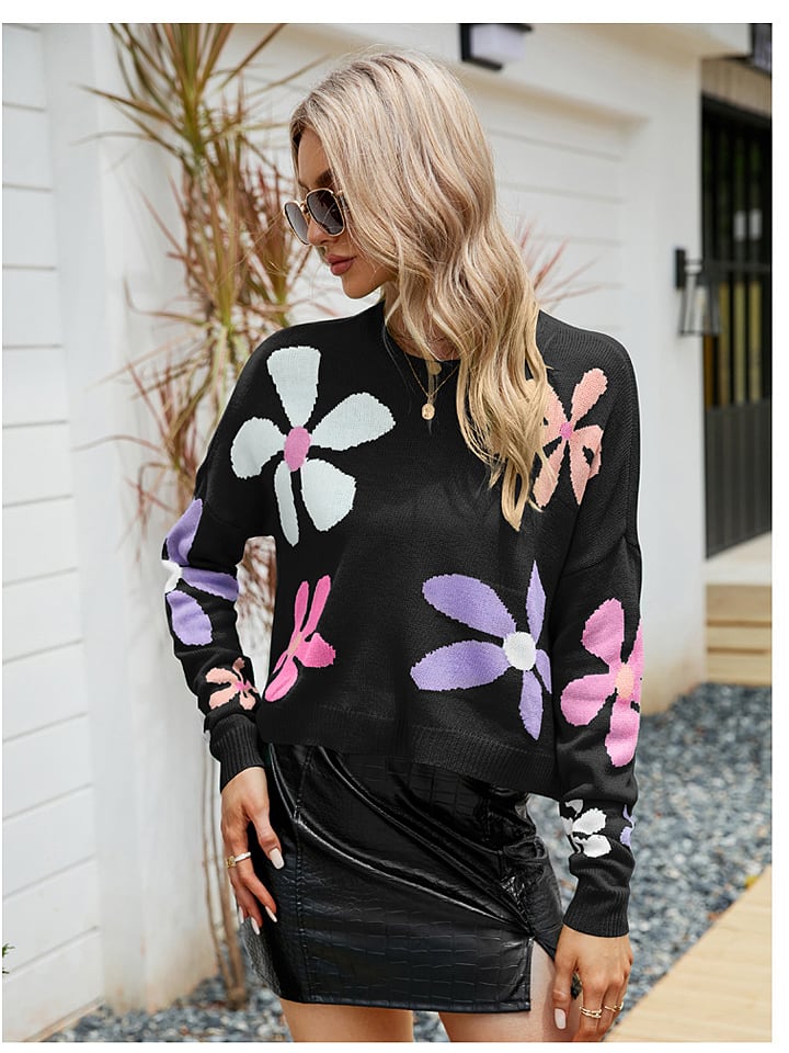 Lilu Lilu Sweter w kolorze czarnym ze wzorem rozmiar: 44