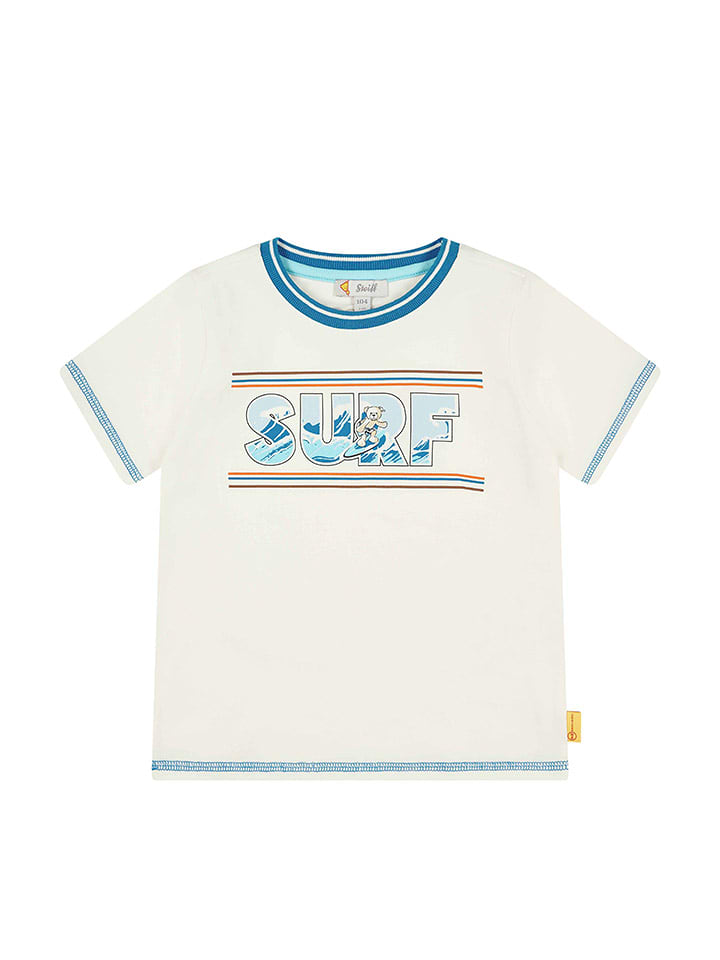 Steiff Koszulka w kolorze biało-niebieskim rozmiar: 110