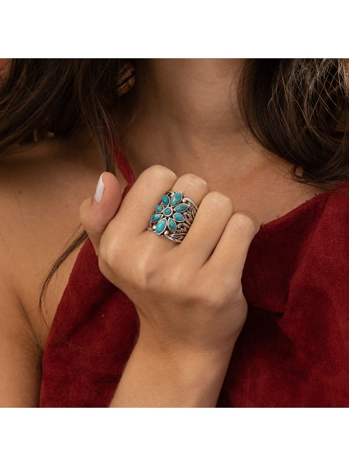 AMAZONIA Srebrny pierścionek "Tunche" z turkusami rozmiar: 56