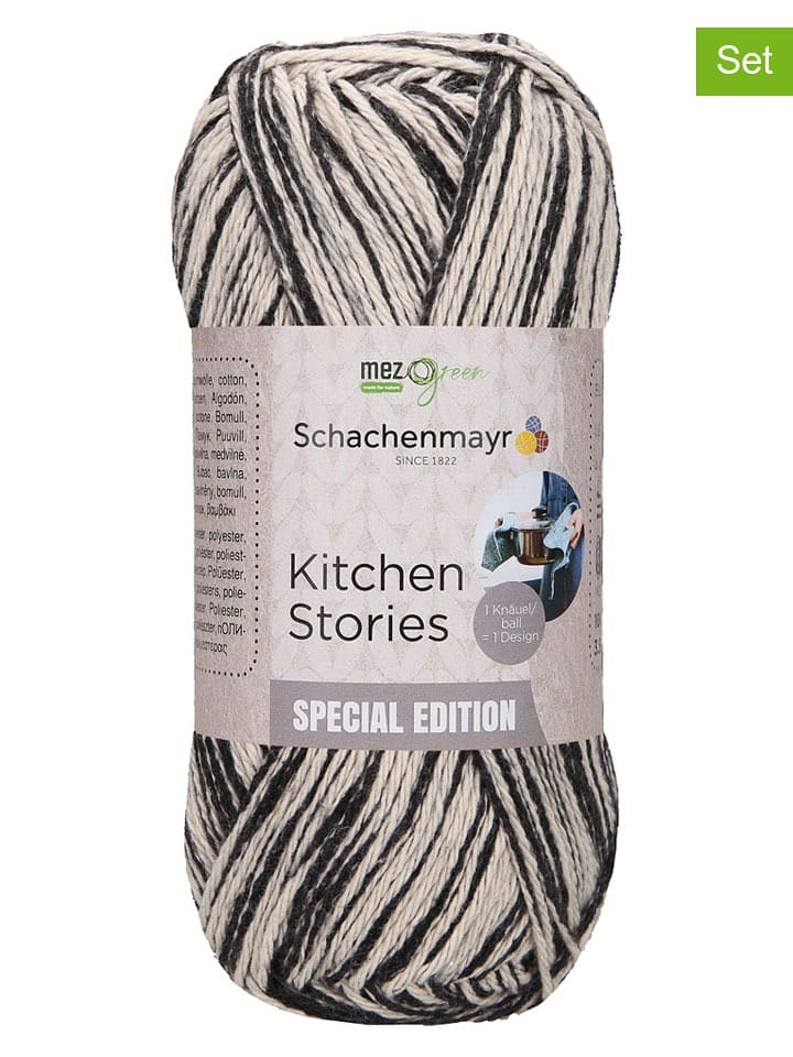 Schachenmayr since 1822 Mieszana przędza bawełniana (5 szt.) w kolorze czarno-kremowym - 5 x 100 g rozmiar: onesize