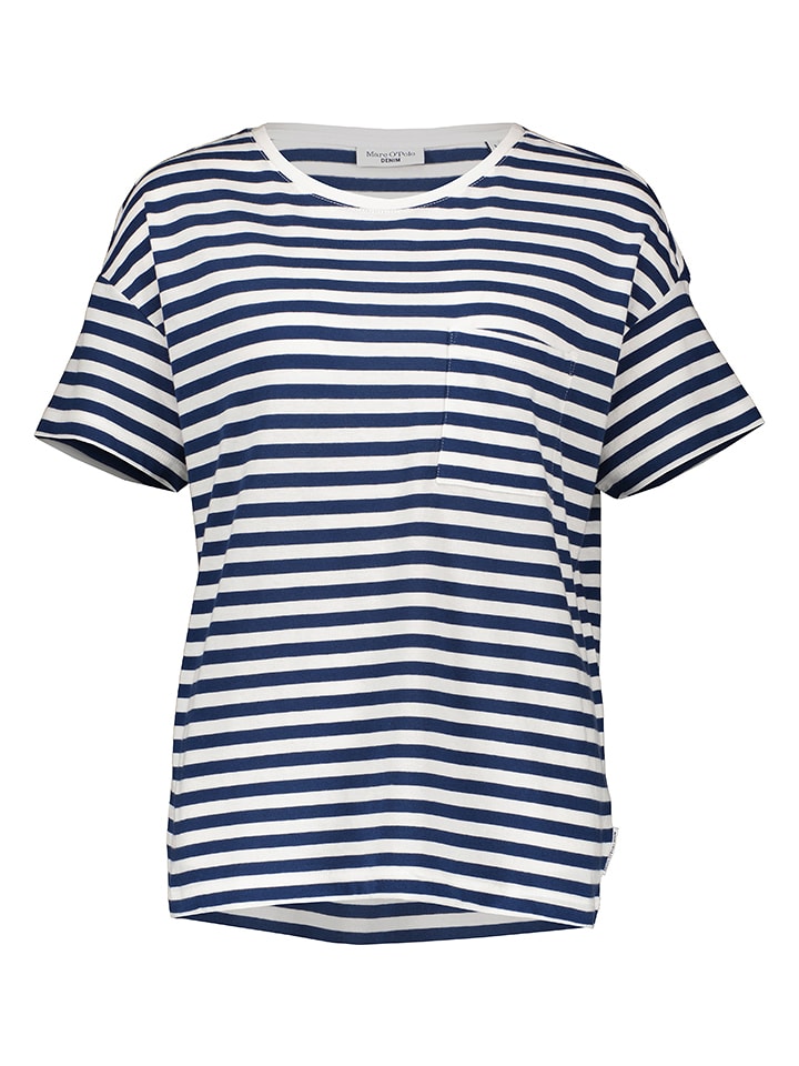 Marc O'Polo DENIM Koszulka w kolorze granatowo-białym rozmiar: XS