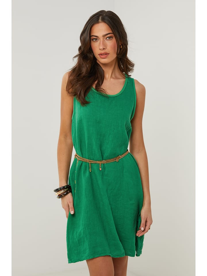 Le Monde du Lin Lniana sukienka w kolorze zielonym rozmiar: 40/42