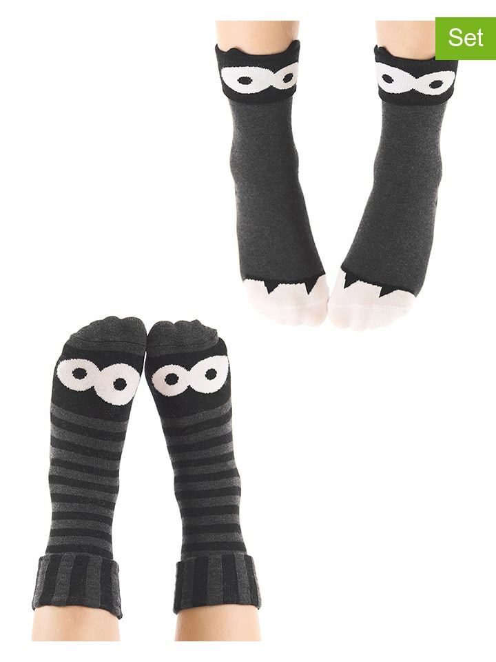 Denokids Skarpety (2 pary) "Monsters" w kolorze antracytowym rozmiar: 92/98