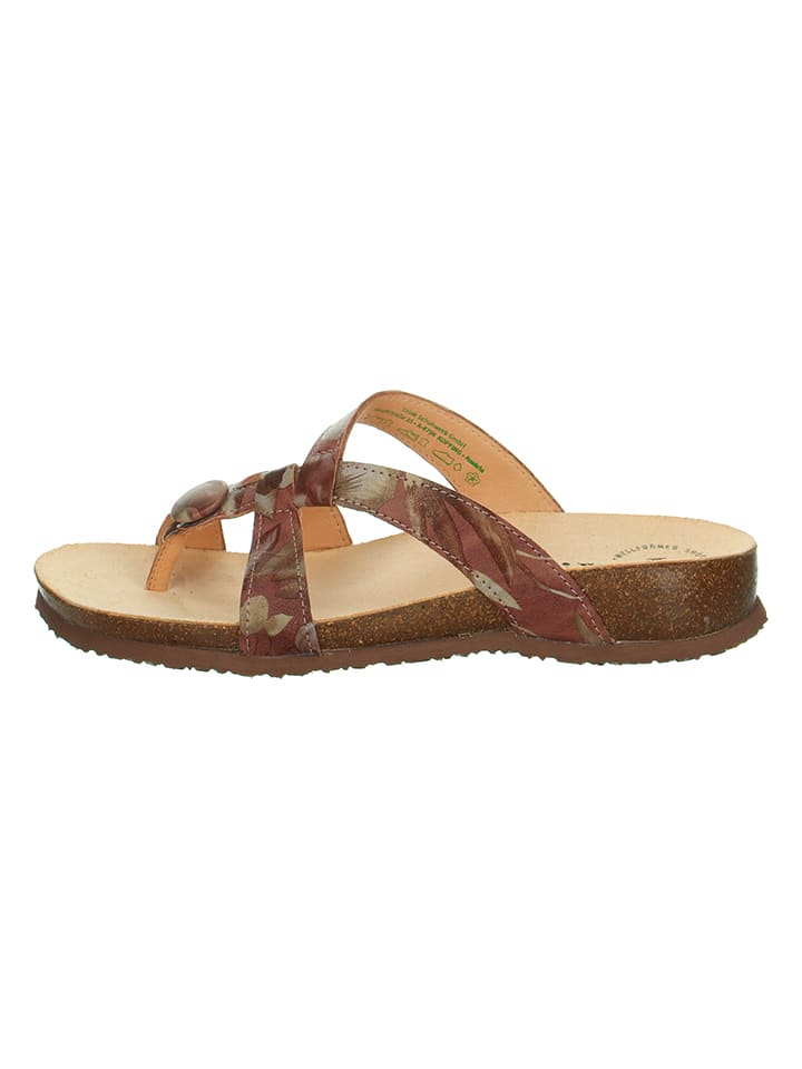 Think! Skórzane japonki "Julia" w kolorze brązowym ze wzorem rozmiar: 40