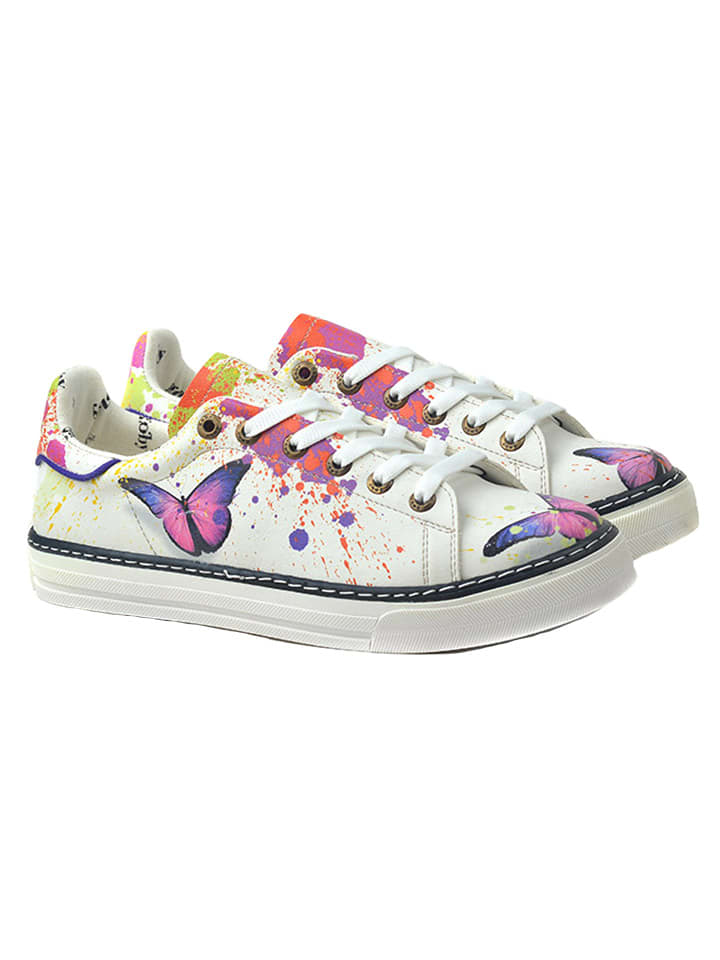 Goby Skórzane sneakersy w kolorze białym ze wzorem rozmiar: 39