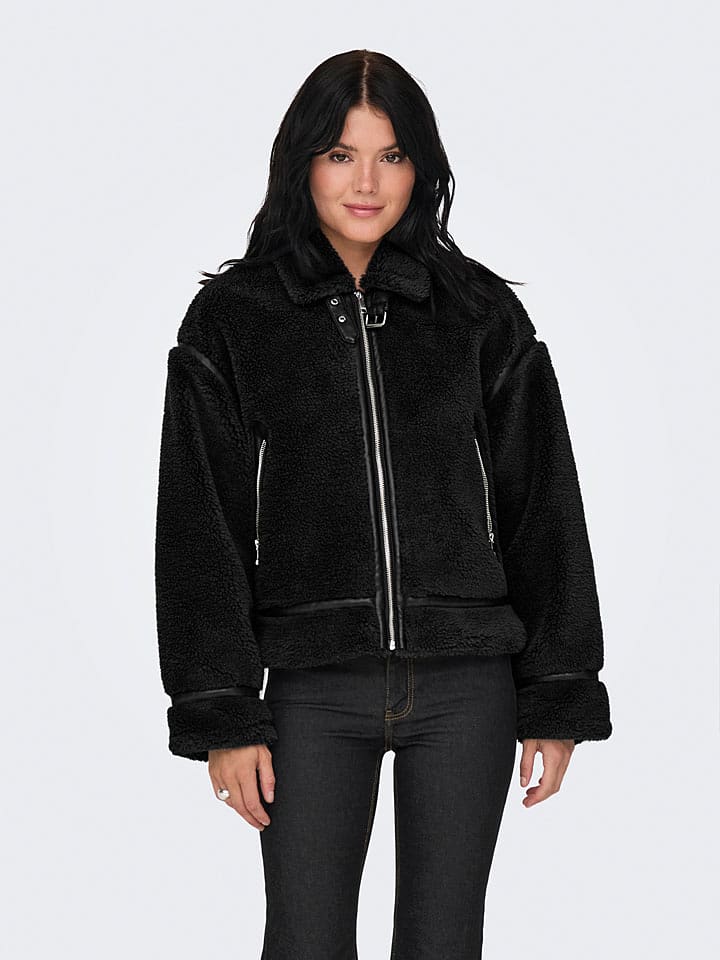 ONLY Kurtka pluszowa "ONLMICHELLE" w kolorze czarnym rozmiar: L