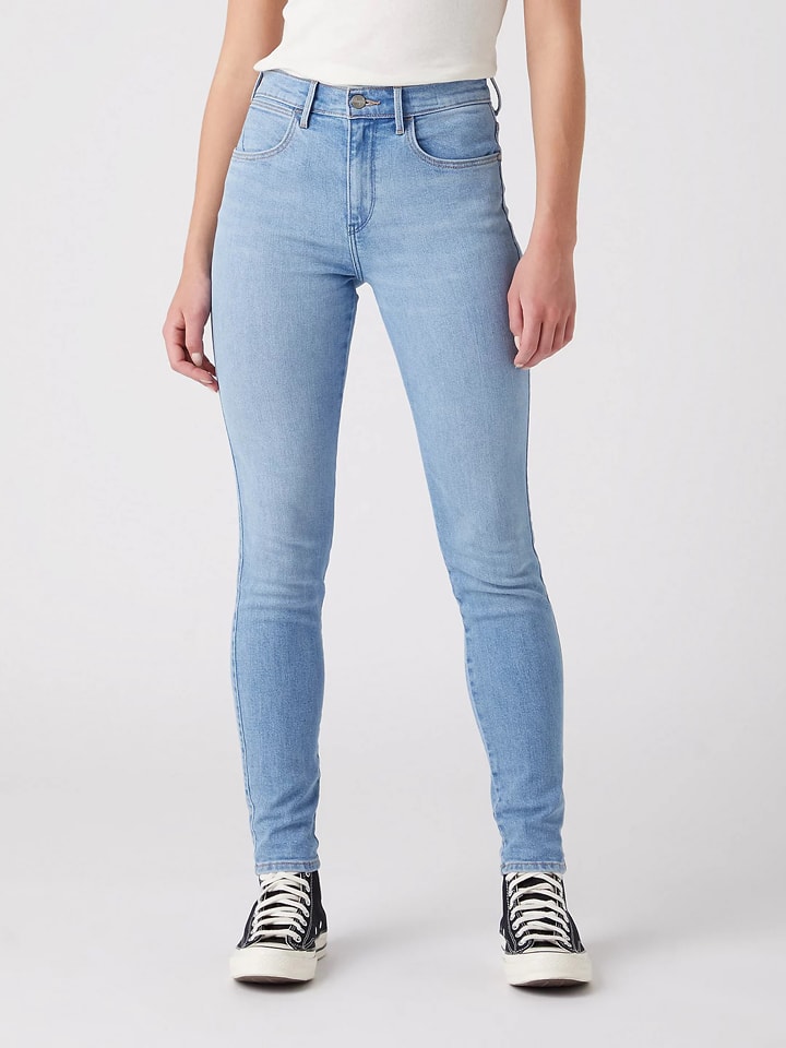 Wrangler Dżinsy "High Rise Skinny For Keeps" - Skinny fit - w kolorze błękitnym rozmiar: W29/L32