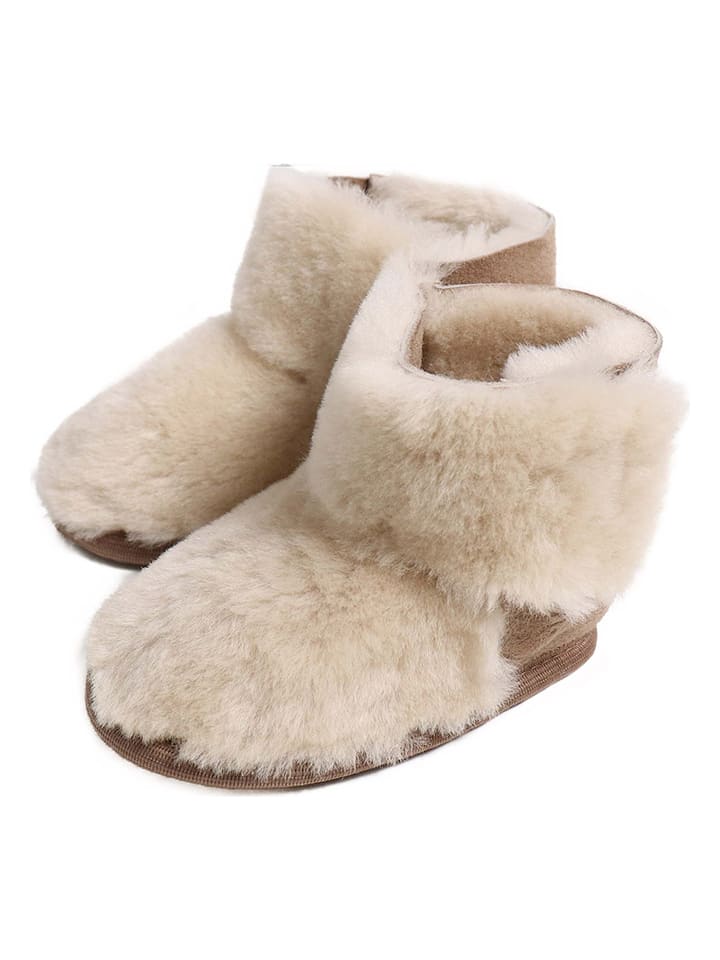 Kaiser Naturfellprodukte Kapcie wełniane w kolorze beżowym rozmiar: 20/21