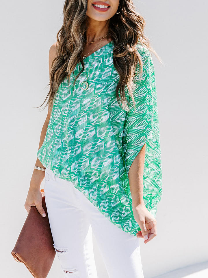 Milan Kiss Bluzka w kolorze zielono-białym rozmiar: XL