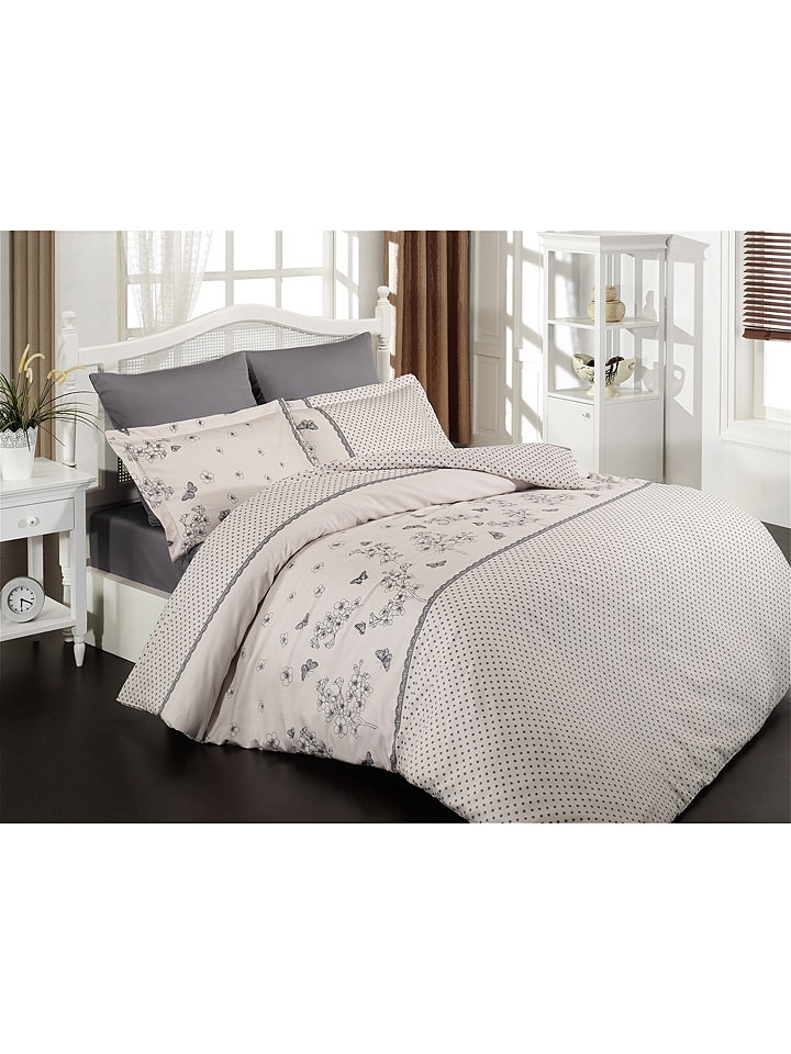 Colorful Cotton Komplet pościeli satynowej "Azara" w kolorze białym rozmiar: 200x200 cm