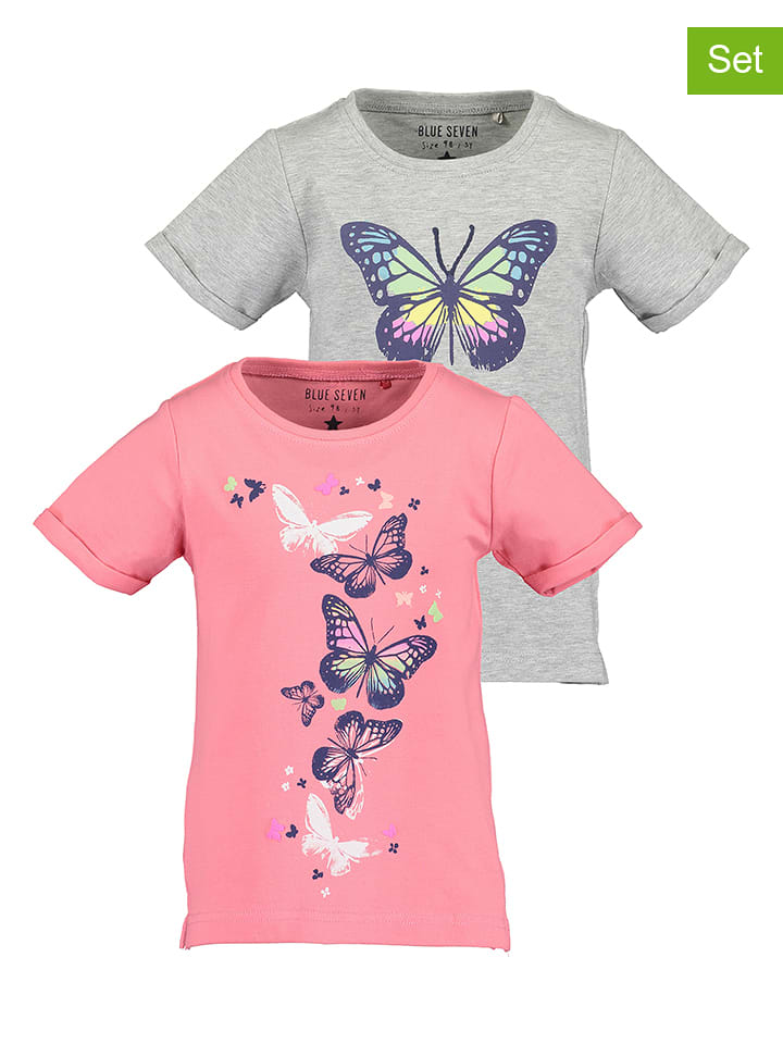 Koszulki (2 szt.) w kolorze szarym i jasnoróżowym