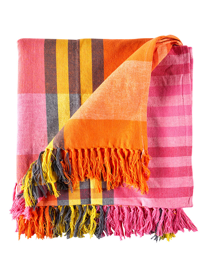 Obrus w kolorze pomarańczowo-różowym - 240 x 140 cm