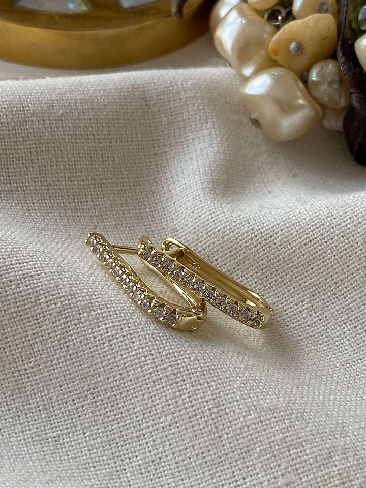 Luseera Pozłacane kolczyki-kreole z cyrkoniami rozmiar: onesize