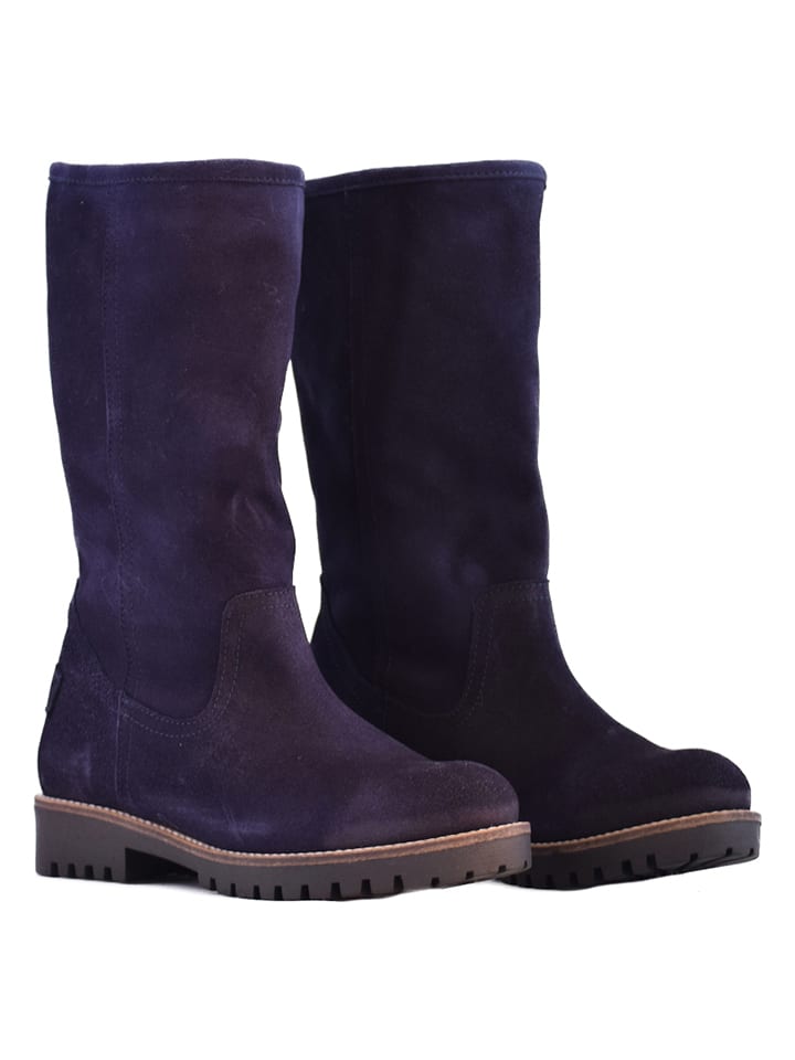 Skórzane kozaki w kolorze granatowym