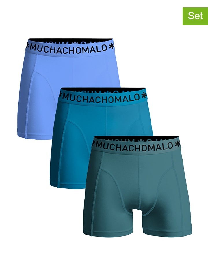 Muchachomalo Bokserki (3 pary) w kolorze błękitnym i morskim rozmiar: XL