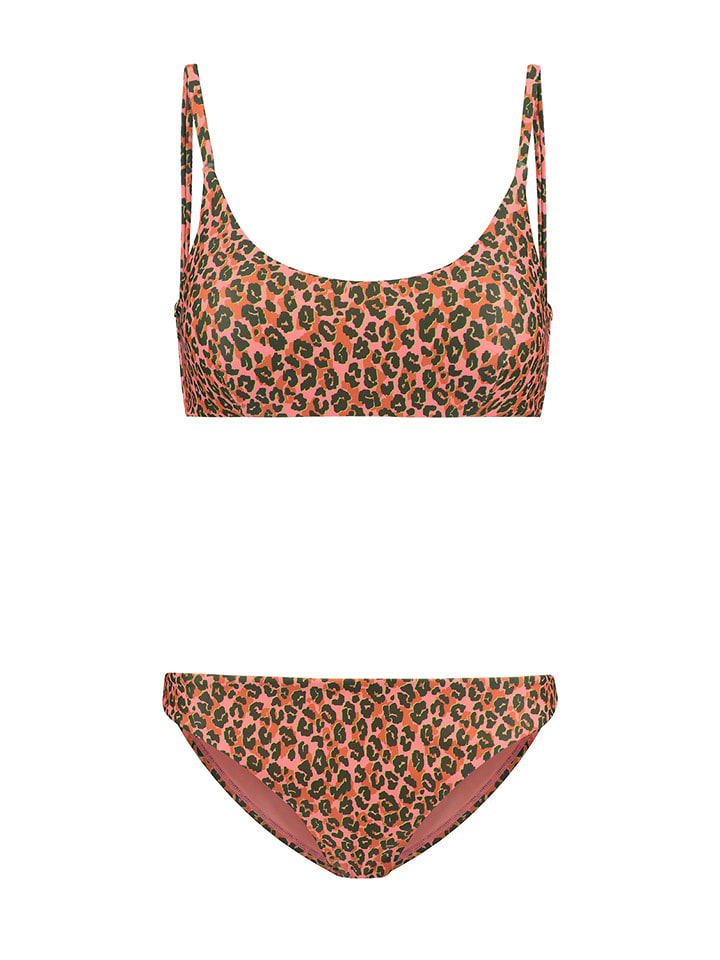 Bikini "Lou" w kolorze jasnoróżowo-khaki ze wzorem