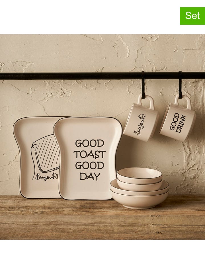 BELLA MAISON 8-częściowy zestaw śniadaniowy "Toast" w kolorze biało-czarnym rozmiar: onesize