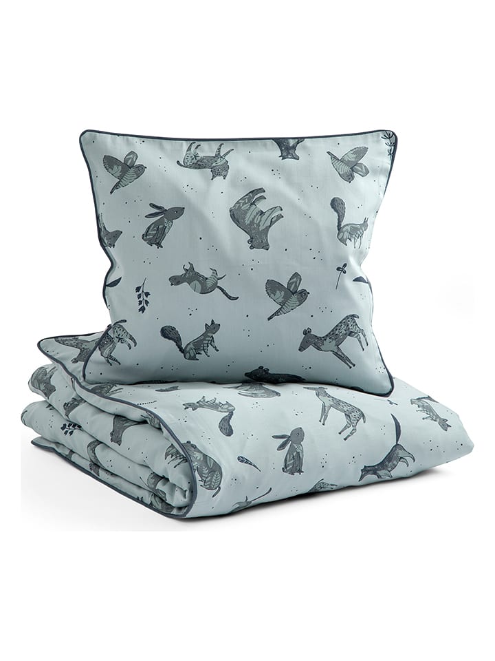 Sebra Komplet pościeli "Nightfall" w kolorze błękitnym - 130 x 100 cm rozmiar: 140x100 cm