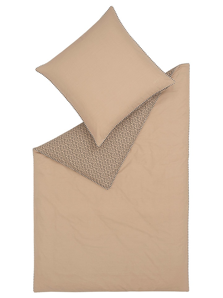 ESPRIT Komplet pościeli flanelowej "Scatter" w kolorze szarobrązowym rozmiar: 155x220 cm