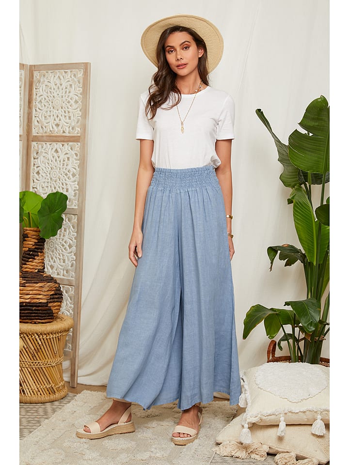 Lin Passion Lniane spodnie w kolorze błękitnym rozmiar: 38/40