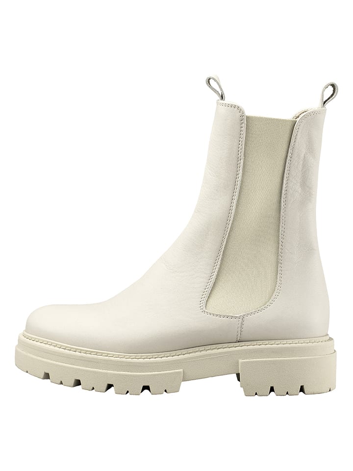 Skórzane sztyblety w kolorze kremowym