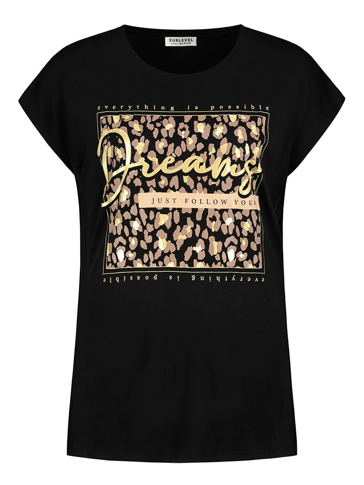Sublevel Koszulka w kolorze czarno-jasnobrązowo-złotym rozmiar: S