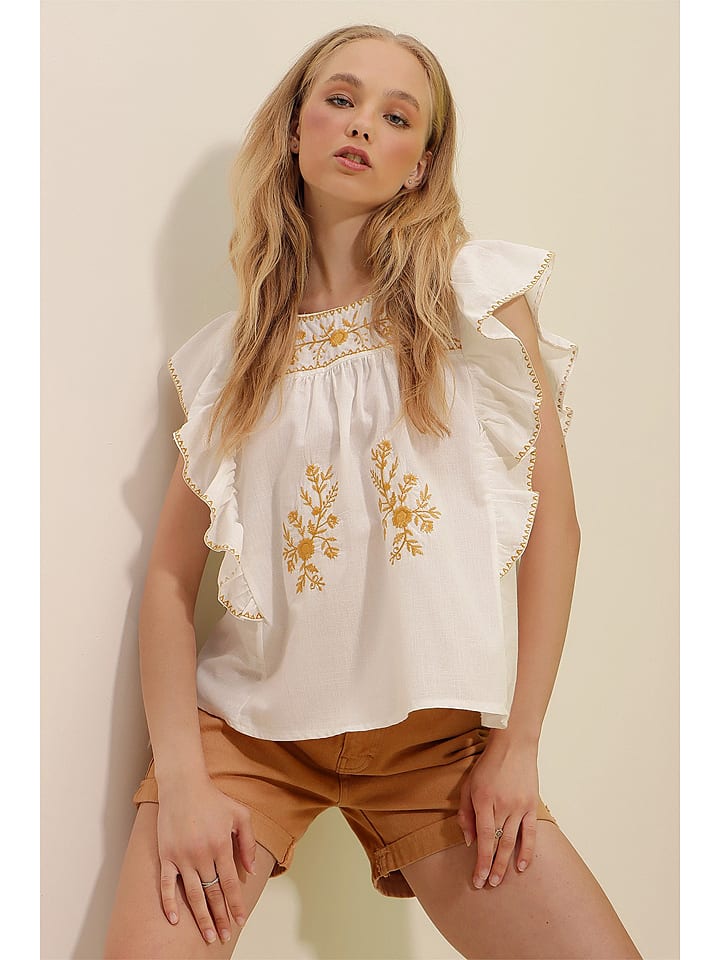 Bluzka w kolorze kremowo-musztardowym