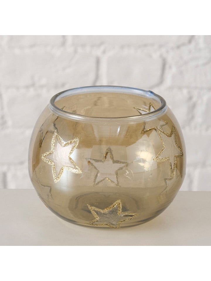 Boltze Świecznik "Gorgina" w kolorze beżowym - wys. 9,3 cm rozmiar: onesize