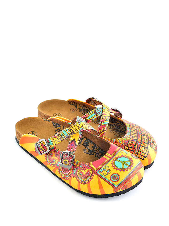 Calceo Chodaki w kolorze pomarańczowo-żółtym ze wzorem rozmiar: 39