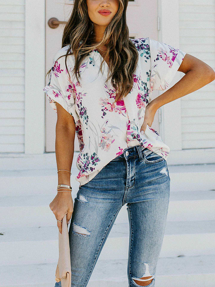 LA Angels Bluzka w kolorze kremowo-niebieskim rozmiar: XL