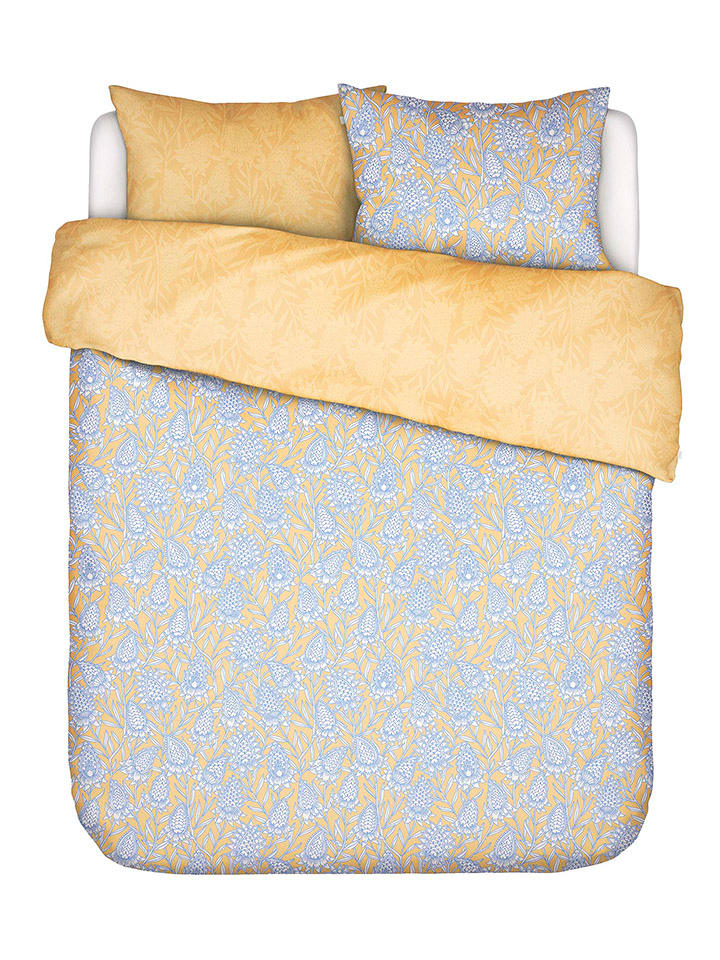 Essenza Komplet pościeli perkalowej "Fela" w kolorze żółto-niebieskim rozmiar: 200x220 cm