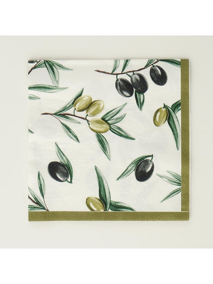 BELLA MAISON Serwetki (20 szt.) w kolorze biało-oliwkowym rozmiar: onesize