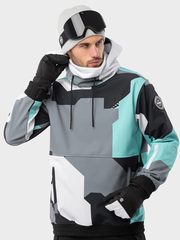 Siroko Softshellowa kurtka narciarska "Ushuaia" w kolorze turkusowo-szarym rozmiar: S