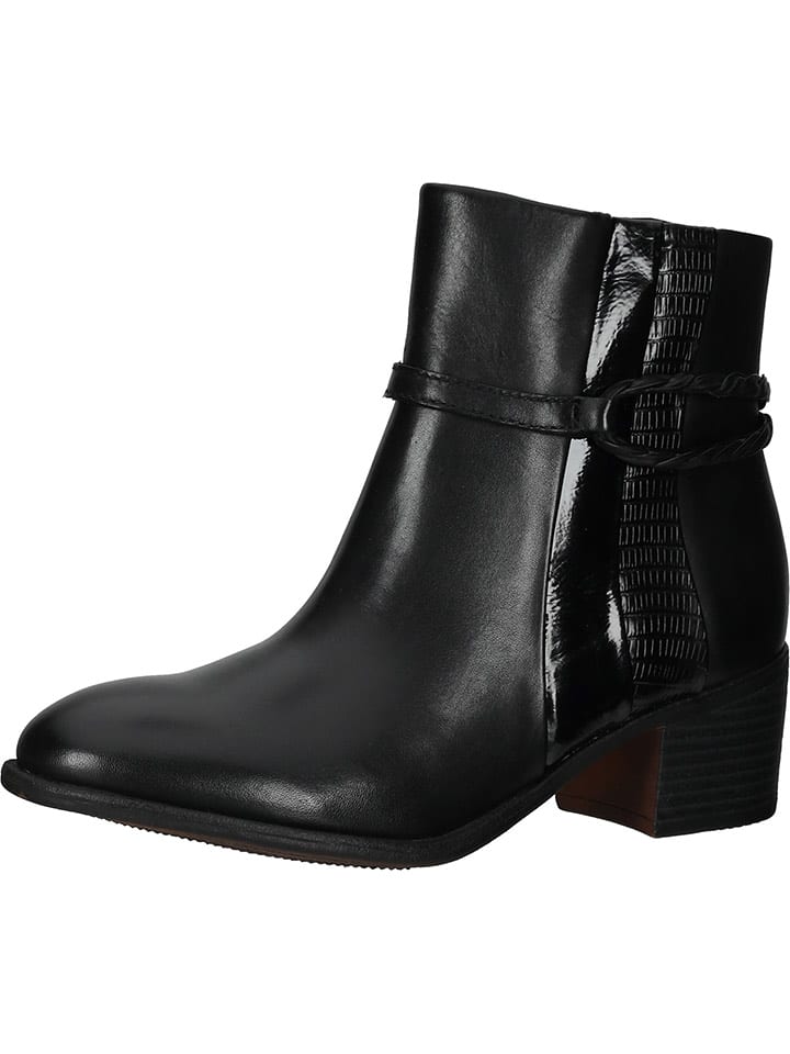 Marco Tozzi Skórzane botki w kolorze czarnym na obcasie rozmiar: 42