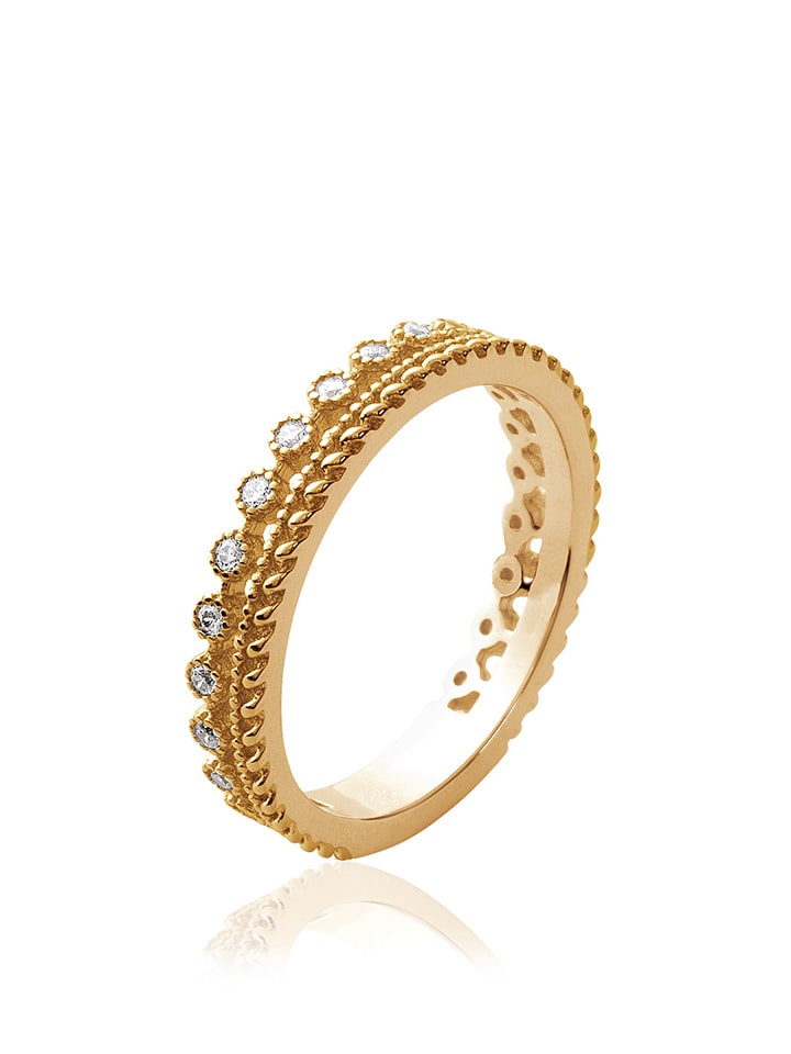 Pozłacany pierścionek z cyrkoniami