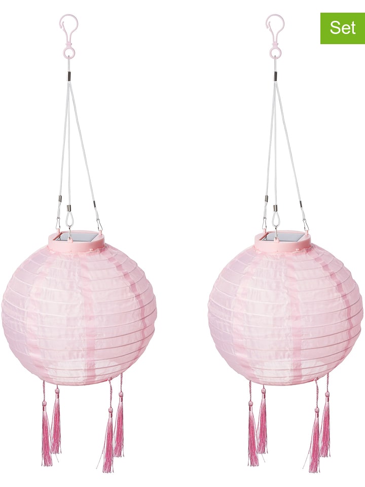 Lampiony solarne LED (2 szt.) w kolorze jasnoróżowym - Ø 20,5 cm