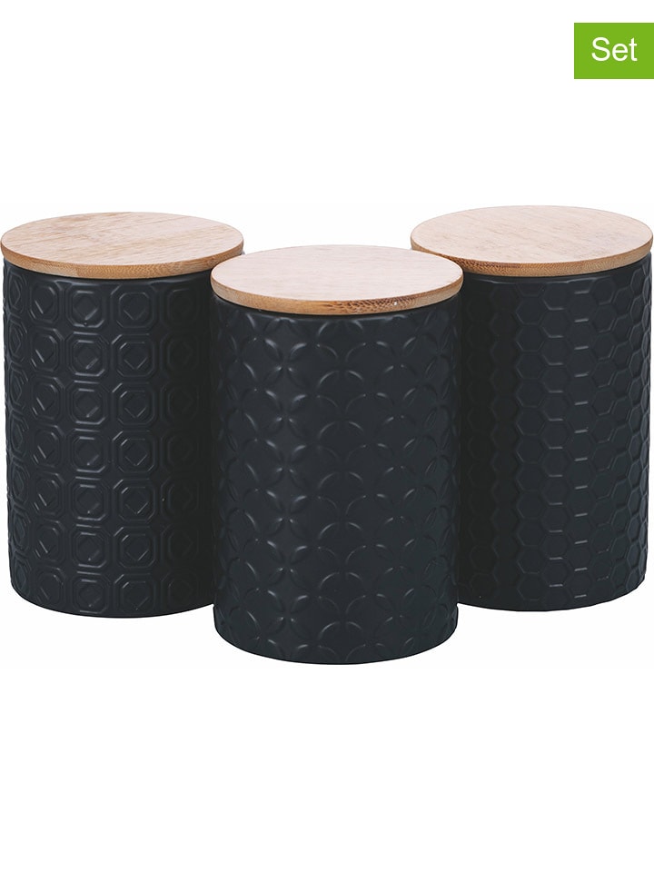 Villa d´Este Pojemniki (3 szt.) "Shade" w kolorze czarnym - 750 ml rozmiar: onesize