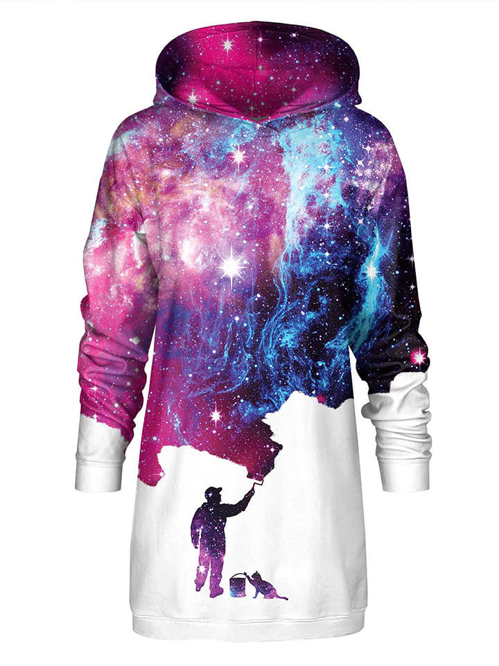 Mr GUGU & MISS GO Sukienka dresowa w kolorze biało-różowym ze wzorem rozmiar: S