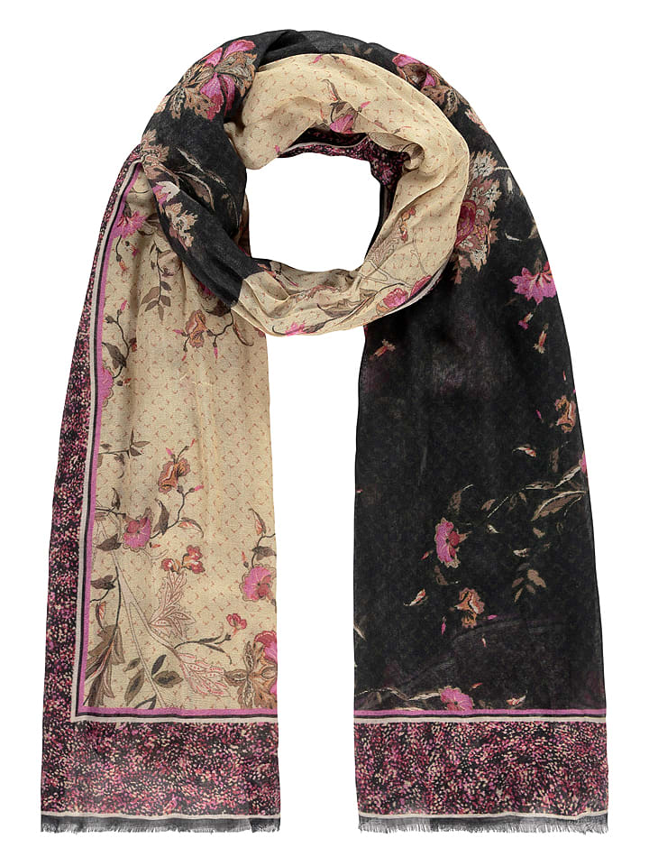 Szal w kolorze beżowo-czarnym