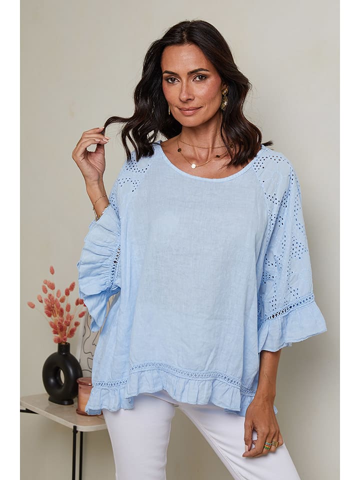 Le Monde du Lin Lniana bluzka w kolorze błękitnym rozmiar: 38/40