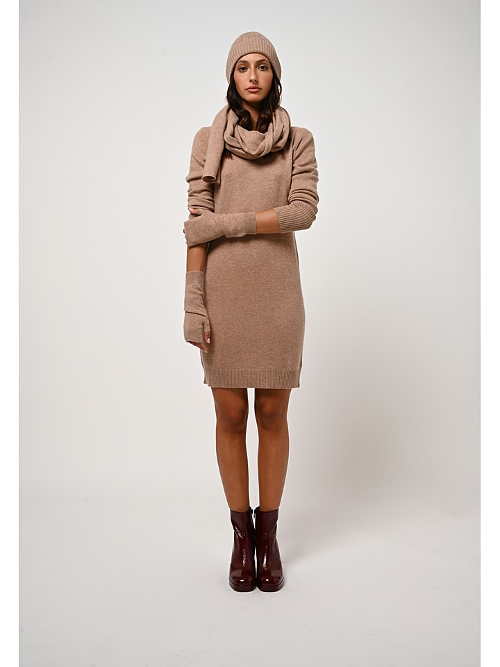 AUTHENTIC CASHMERE Kaszmirowa sukienka "Armet" w kolorze beżowym rozmiar: M