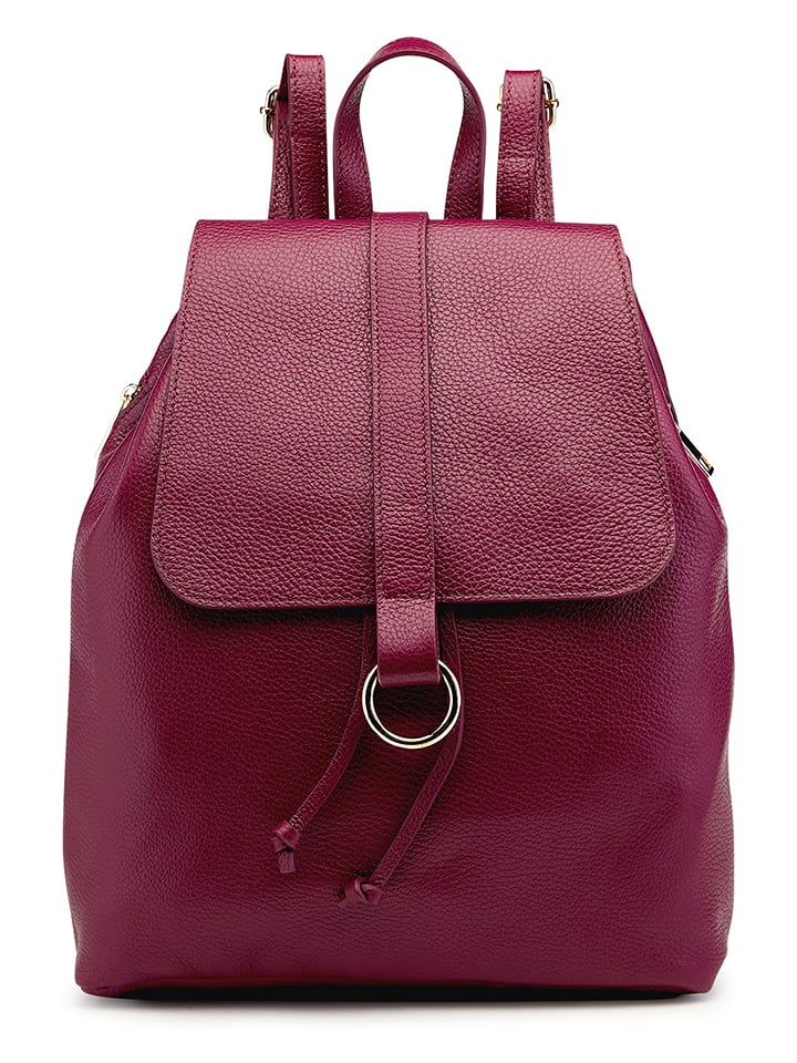 ORE10 Skórzany plecak "Bosar" w kolorze bordowym - 33 x 36 x 11 cm rozmiar: onesize